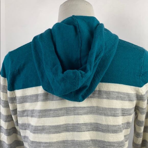 Calvin Klein Women's Merino Wool Blend Hooded Striped Sweater Size Large - Picture 6 of 10